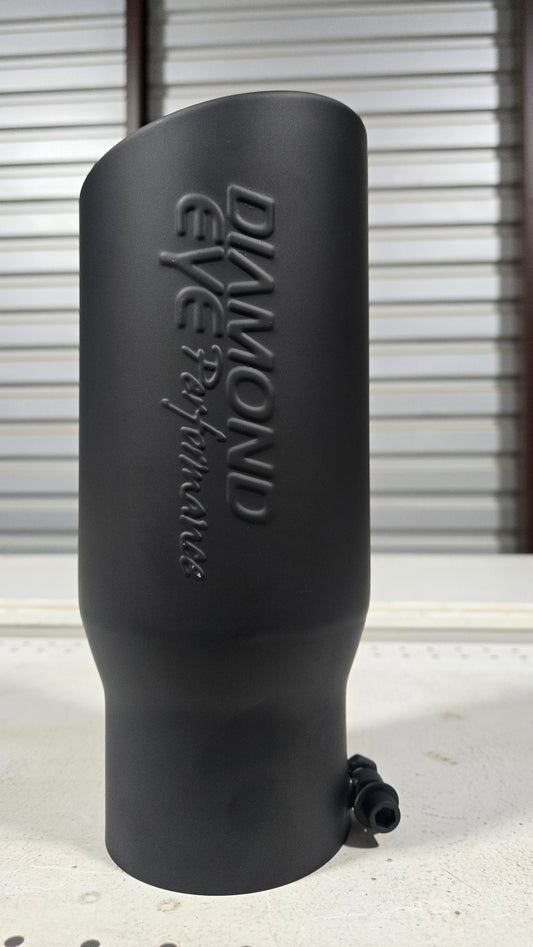 Diamond Eye Exhaust Tail Pipe Tip 4" Inlet x 5" outlet x 12" long Bolt Mount Rolled Angle BLACK