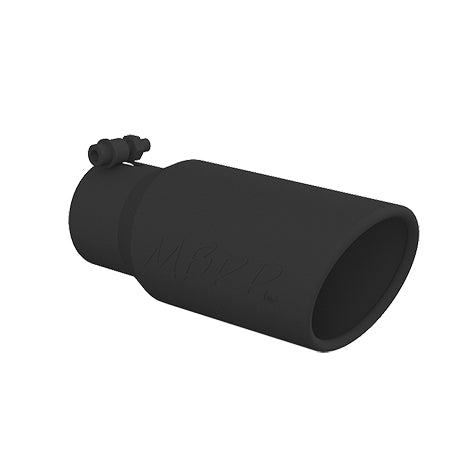 Universal Black Coated Tip 4in OD Angled Cut Rolled End 3in inlet 10in length