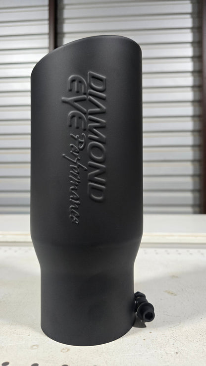 Diamond Eye Exhaust Tail Pipe Tip 4" Inlet x 5" outlet x 12" long Bolt Mount Rolled Angle BLACK