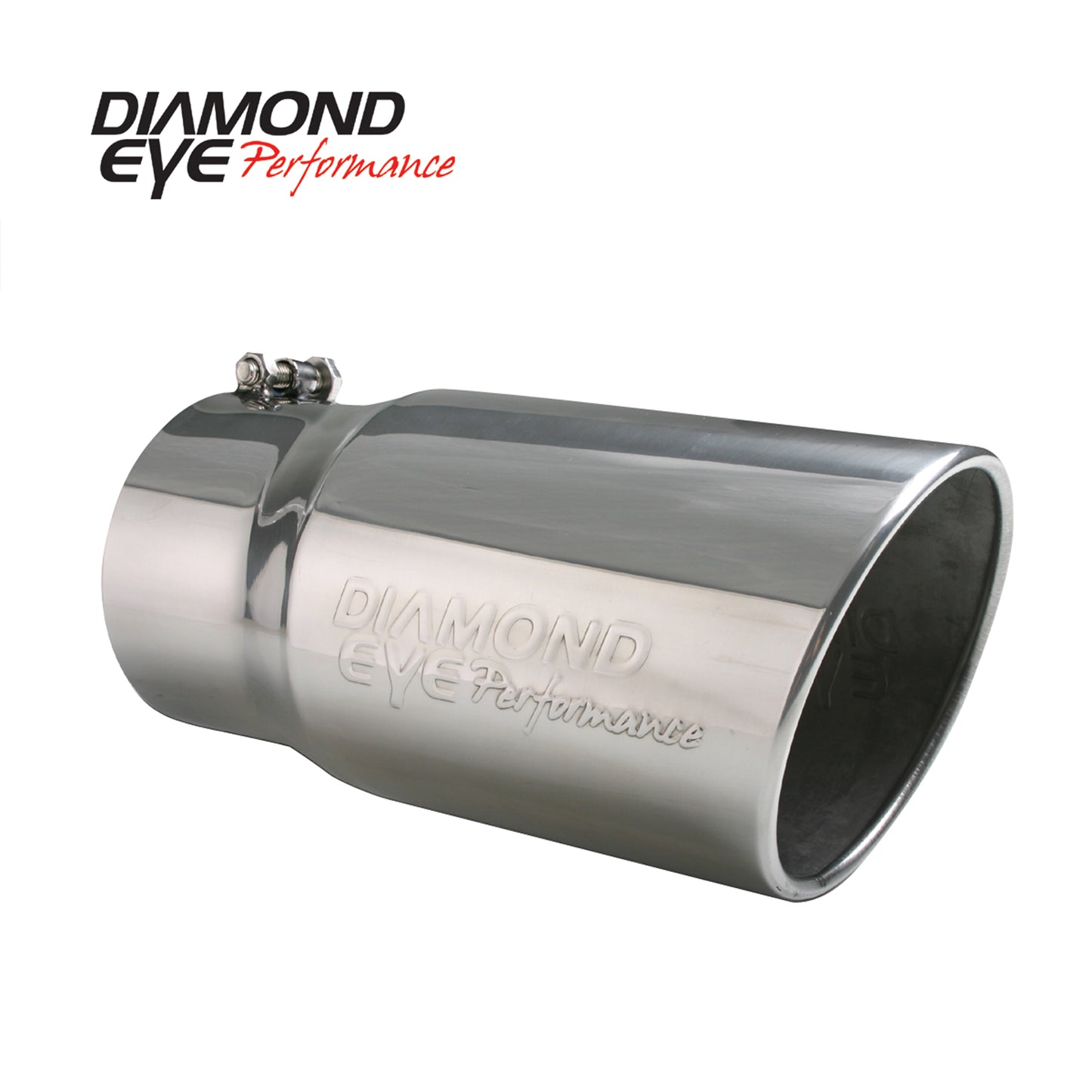  Diamond Eye Exhaust Tail Pipe Tip 4" Inlet x 5" outlet x 12" long Bolt Mount Rolled Angle Chrome