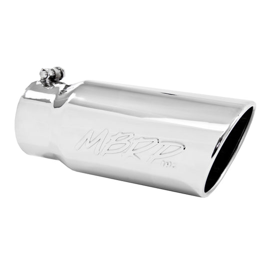 Universal T304 Stainless Steel Tip 5in OD Angled Rolled End 4in inlet 12in length